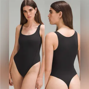 Lululemon Wundermost Ultra-Soft Nulu Square-Neck Sleeveless Bodysuit Black M thumbnail 2
