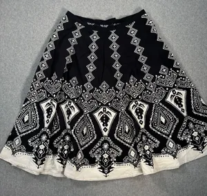 Mlle Gabrielle Flare Skirt Women's Small Black/Ivory Sequins Cotton Swing Twirl thumbnail 1