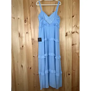 NWT Lulus Sincerely Poised Light Blue Backless Bustier Tiered Maxi Dress Size XL thumbnail 5