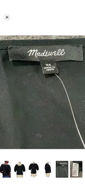 Madewell Black Puff Sleeve Top NWT thumbnail 7