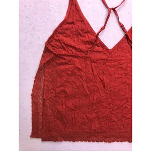 Free People Scarlette Cami Top Women XS Red Beaded Lace Trim Boho Tank thumbnail 8
