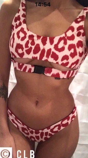 Red Leopard Print Women’s Bikini Top and Bottom - Unbranded thumbnail 1