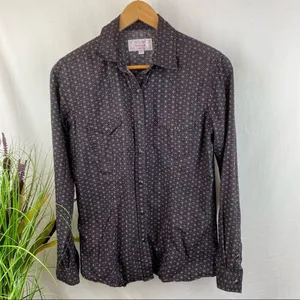 Panhandle Gray & Black Print Pearl Snap Long Sleeve Western Cowgirl Rodeo Top S thumbnail 2