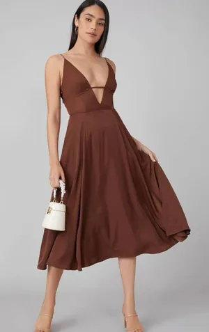 Viscose Plunging Neck Slip Dress thumbnail 1