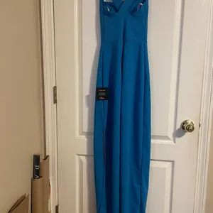 NWT Lulu's Glamorous Dedication Blue Sleeveless Column Maxi Dress S Formal thumbnail 4