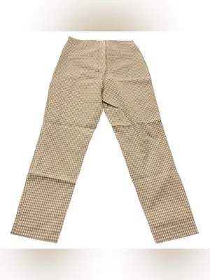 Beige and white gingham straight leg pants NWT medium thumbnail 2
