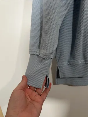 Aerie The Happiest Textured Baggy Crewneck Sweatshirt in Baby Blue Size Medium thumbnail 7