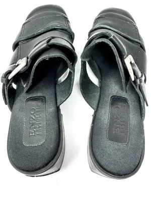 ENZO ANGIOLINI distressed black leather mules, size 8.5 thumbnail 8