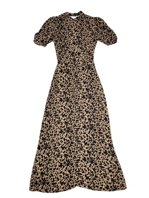 Reformation Dusk Dress Midi Animal Print Size 0 Open Back thumbnail 12