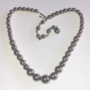 Vintage Silver Tone Metal Beaded Ball Beads Retro Boho Necklace thumbnail 2