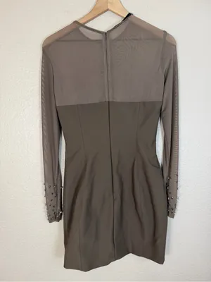 House Of CB Matrush Taupe Crystal Embellished Mini Dress size Small $299 thumbnail 10