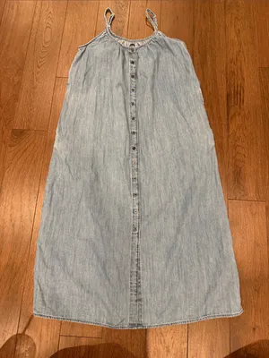 GAP Chambray Blue Denim Maxi Button-Front Dress Size Small - C11-734 thumbnail 2