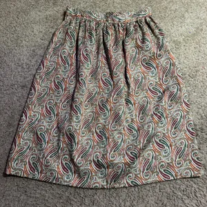 Vintage Paisley Midi Skirt High‎ Waisted A-Line Earth Tone Boho Brown Green thumbnail 2