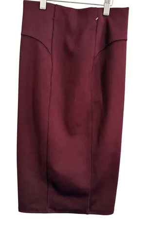 Zara Collection Pencil Skirt Womens Small Burgundy‎ High Waisted Midi Stretch thumbnail 1
