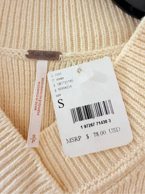 Free People Cream V-Neck “Easy Street” Knit Sweater Vest S thumbnail 6