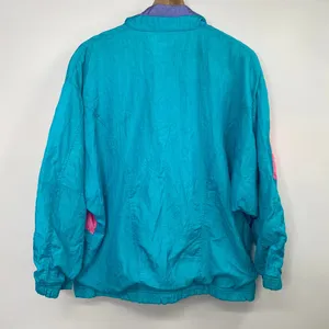 Vintage 80s Adolfo Windbreaker Colorblock Blue Pink White Full Zip Jacket Medium thumbnail 3