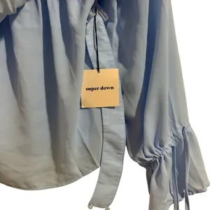 NWT REVOLVE super down Olive Off Shoulder Top in Light Blue Sz SM thumbnail 4