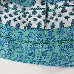 Roller Rabbit Teal Green Floral Block Print Tiered Cotton Mini Skirt Small thumbnail 4