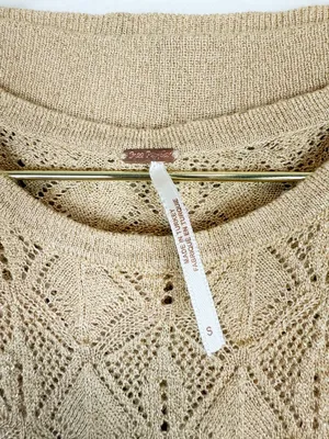 Free People Take Me Out Co-Ord Gold Metallic‎ Knit 2 Piece Set Flared Leg Small thumbnail 7