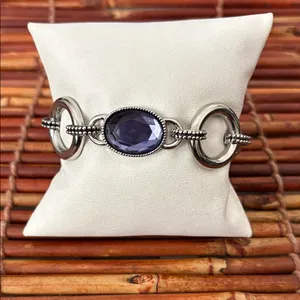 Lia Sophia Silver Bracelet with Multicolor Accents Toggle Clasp 7”- 8.5” thumbnail 6