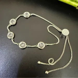 Brilliance Swarovski Crystal Silver-tone Slider Adjustable Bracelet 5g. thumbnail 1