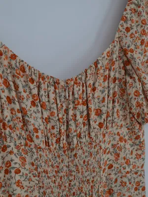 Reformation Teyana Dress Size 8 Floral Print Pink Orange Cream thumbnail 6