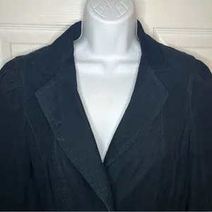 Ann Taylor Corton Corduroy Blazer Jacket Notched Lapel Button Dark Navy Blue 6 thumbnail 2
