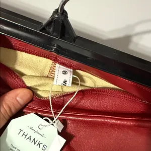 Faux Red Leather Skirt Elegant NWT thumbnail 6
