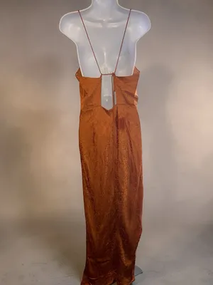 Jason Wu- Jacquard Slip Maxi Dress in Burnt Orange Size 8 thumbnail 10