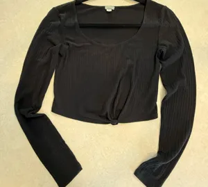 Garage Black Ribbed Crop Top thumbnail 1