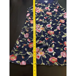 Robbie Bee Navy Blue Floral Embroidered Mesh Sleeveless Shift Dress XL thumbnail 2