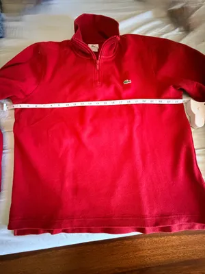 Lacoste Men's Red 1/4 Zip Cotton Interlock Pullover Sweatshirt thumbnail 3