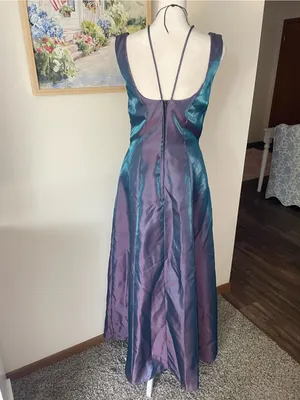 Maurices Vintage 90s Iridescent Purple Teal Two Tone Prom Gown Sequin Dress 7/8 thumbnail 5