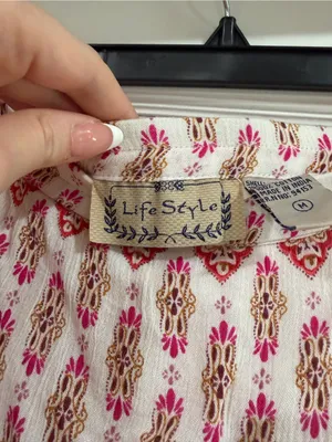 Women's Maxi Skirt in Pink and Cream Boho Print thumbnail 4