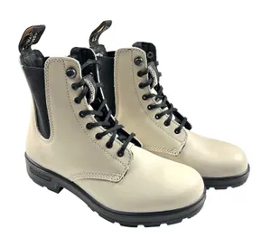 Blundstone Lace-Up Leather Boots Womens US 7 Cream Oat Combat Ankle Boot NEW thumbnail 1