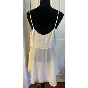 Lord & Taylor Babydoll Nightie Chemise Chiffon Embroidered Flowers Vintage Large thumbnail 2
