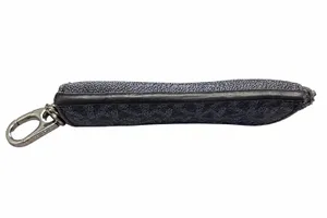 Michael Kors Black MK Signature Zip Card Holder Keychain Wallet thumbnail 7