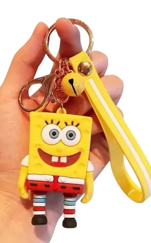 Keychain Bob Sponge Silicone 3D Animated Character for Backpack Keys Gift Yellow thumbnail 1