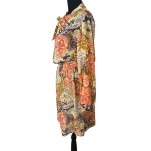 Ralph Lauren BOHO Retro Sheer Chiffon Dress Womens 4 Tie‎ Neck Smocked Indie thumbnail 5
