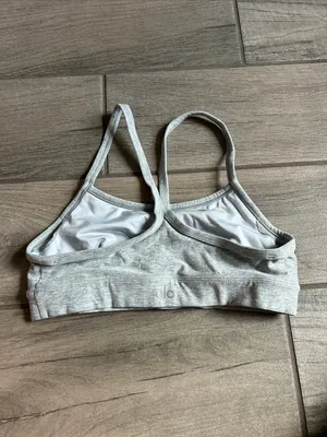 ALO Yoga Light Gray Seamless Strappy Bralette thumbnail 3