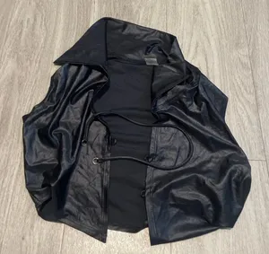 Black Faux Leather Crop Top thumbnail 1