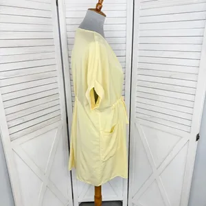 Zara Button Front Tie Waist Shirt Dress‎ Yellow XS Cap Sleeve thumbnail 4