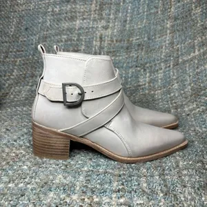 Free People Women's Back Loop Ankle Buckle Pointed Toe Booties in Bone thumbnail 5
