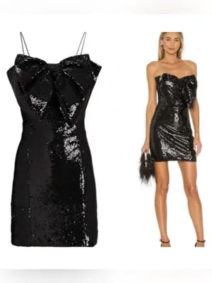 RONNY KOBO Sequin Embellished Lindsay Bow Front Mini Dress Black Women’s Size S thumbnail 2