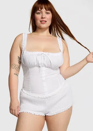 NWT PINK BY FRANKIES BIKINIS BRISTOL POPLIN SHORTS in White. Size XL thumbnail 1