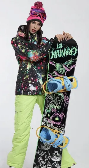 GSOU SNOW Paint Splatter Snowboarding Insulated Jacket Size XS Regular Fit NWOT thumbnail 1