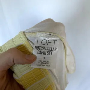 LOFT sleep‎ notch collar capri pajama pants white yellow soft women's S modal thumbnail 7