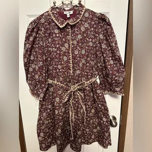 &merci Elegant Floral Burgundy Mini Dress thumbnail 3