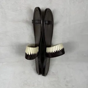 Tory Burch Woven Leather Toe Loop Flat Sandals Brown Cream Size‎ 7 thumbnail 9