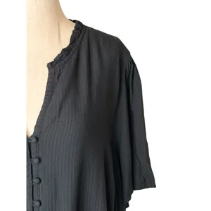 J Jill Shift Dress Women Medium Black Ruffle Neck Modal Rayon Tiered Minimalist‎ thumbnail 5